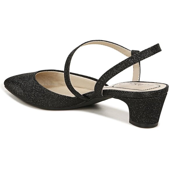 LifeStride Womens Black Sparkle Patent Polyurethane Pointed Closed Toe Pump - Picture 8 of 9